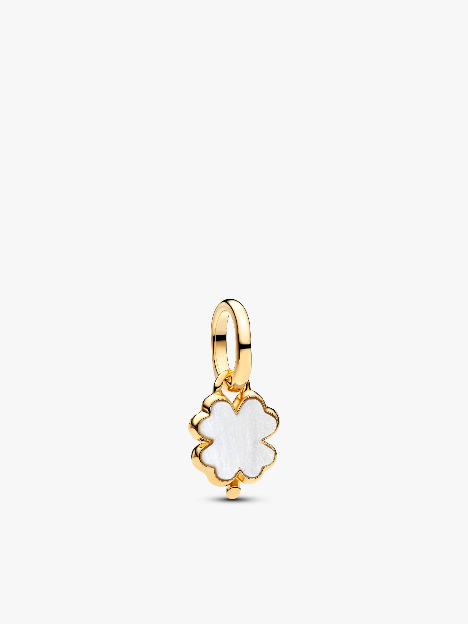 Charm colgante Trébol de cuatro hojas blanco