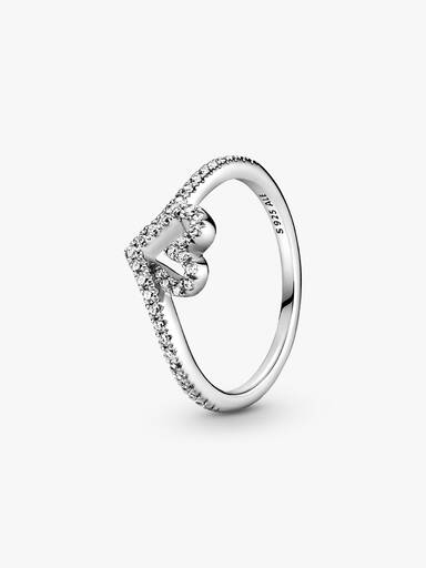 Anillo Hueso De Los Deseos Con Corazón Brillante