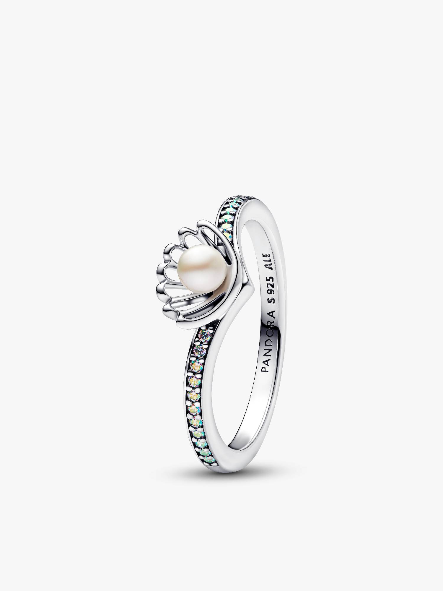 Anillo Perla Cultivada de Agua Dulce Tratada Concha Princesa Ariel de Disney