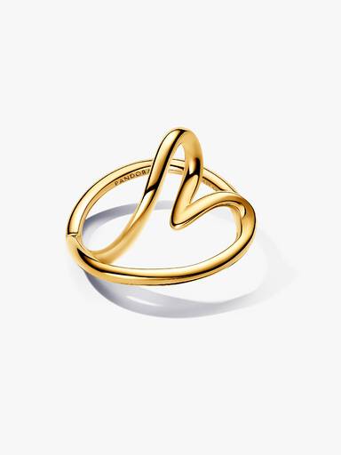 Anillo Corazón Forma Orgánica Dorado