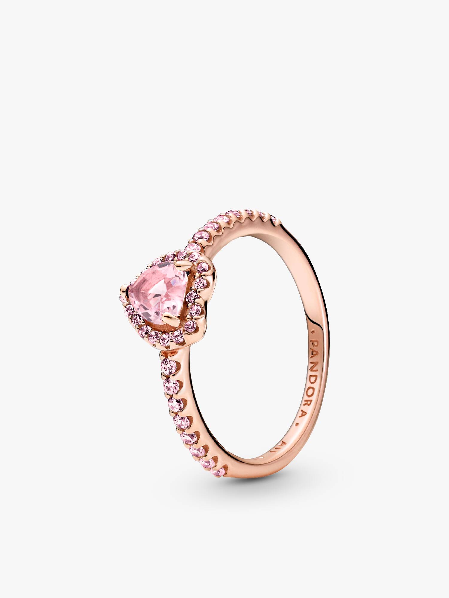 Anillo Con Un Bañado En Oro Rosa De 14k Corazon Brillante Rosa Elevado