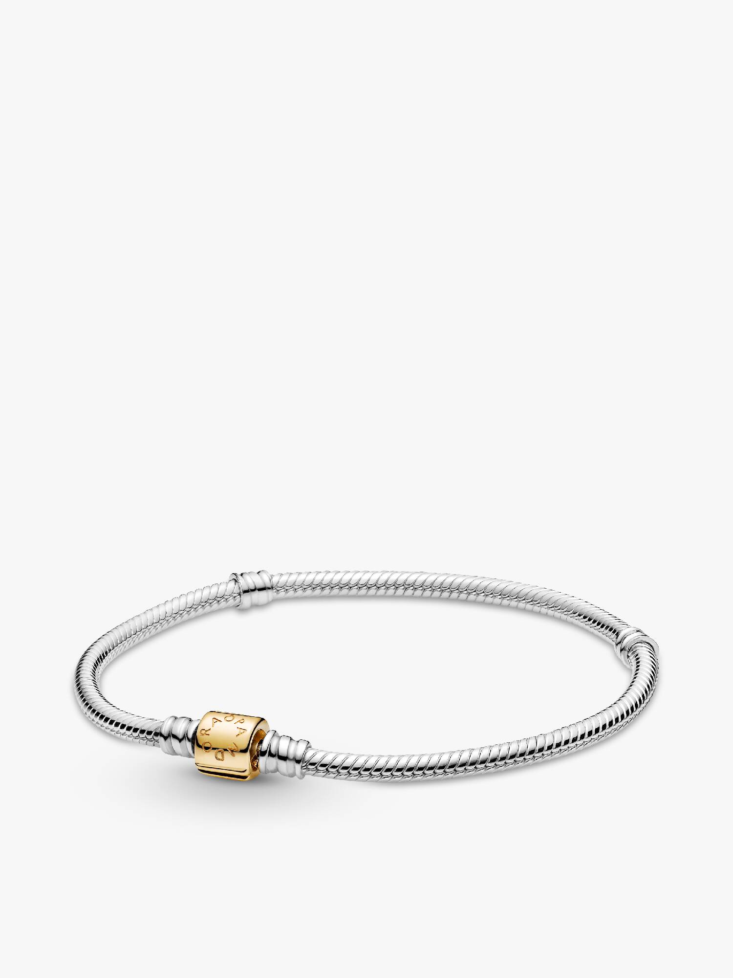 Brazalete cadena de serpiente Pandora Moments de dos tonos oro de 14k con broche de barril