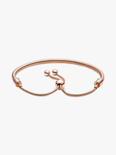 Brazalete Deslizante Diseño Cadena de Serpiente en Oro Rosa 14k