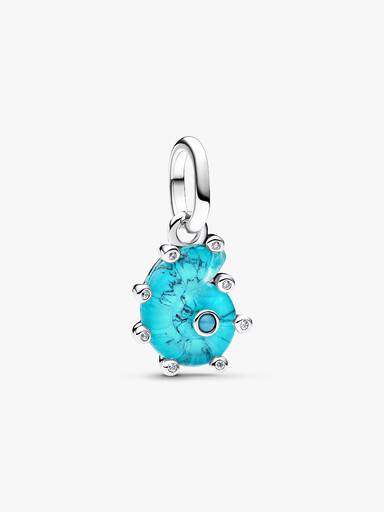 Dije Colgante Caracol Marino de Cristal de Murano Azul