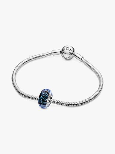 Charm Océano Ondulante De Cristal Murano Azul Oscuro