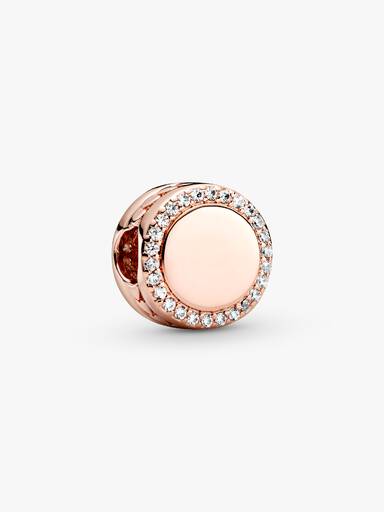 Charm de Botón Brillante para Grabar Rosa