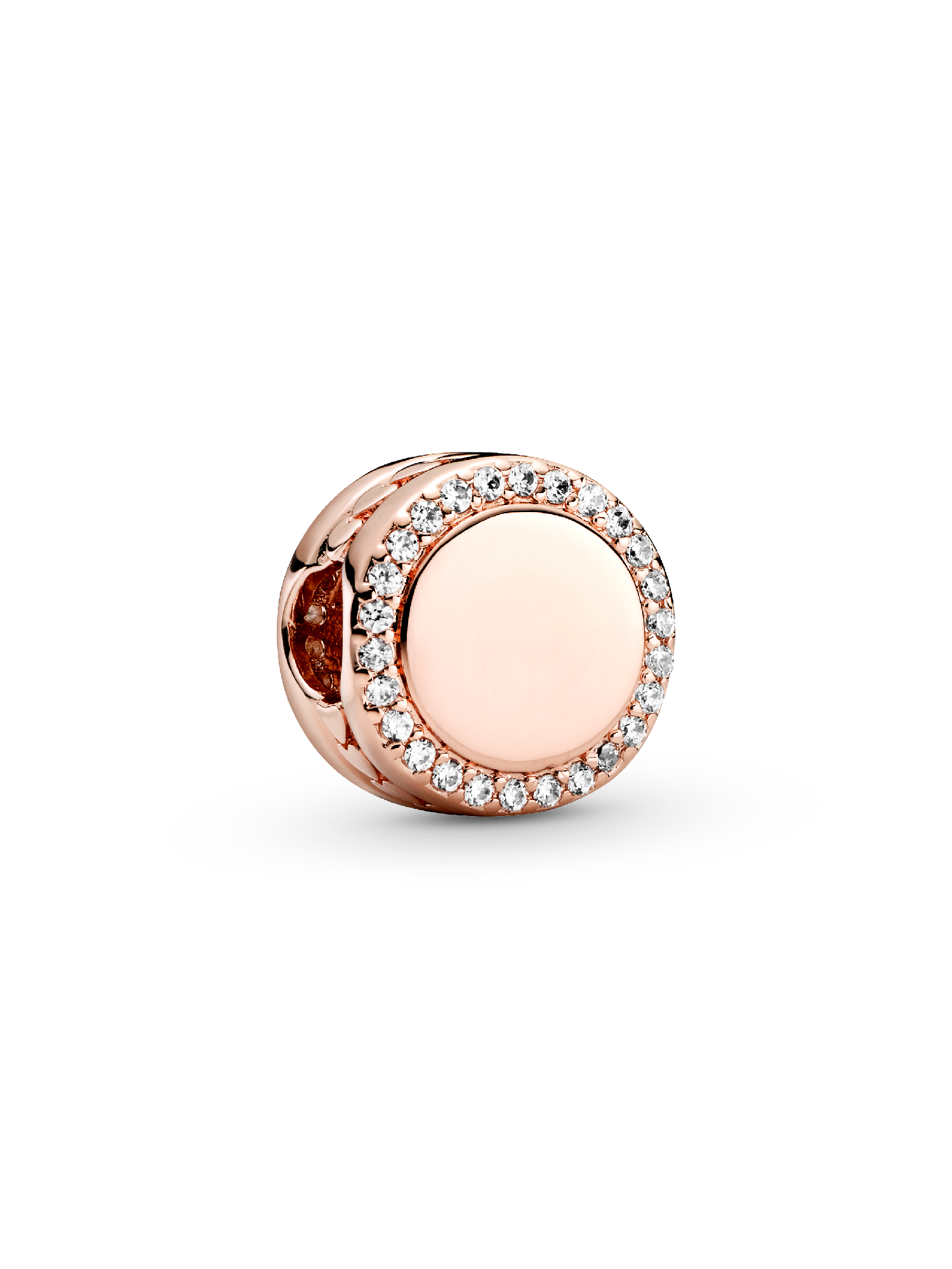 Charm de Botón Brillante para Grabar Rosa