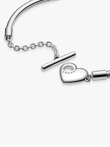 Brazalete Moments Cadena De Serpiente Con Cierre En T Y Corazón 16 cm