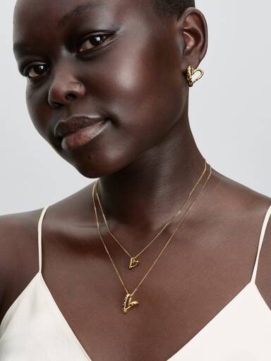 Collar con dije Corazón con piedras de forma orgánica