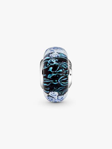 Charm Océano Ondulante De Cristal Murano Azul Oscuro