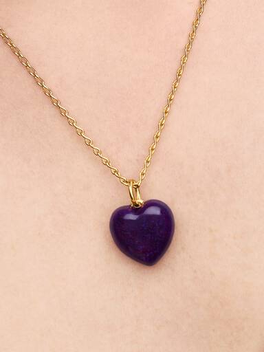 Charm colgante de corazón inflado púrpura