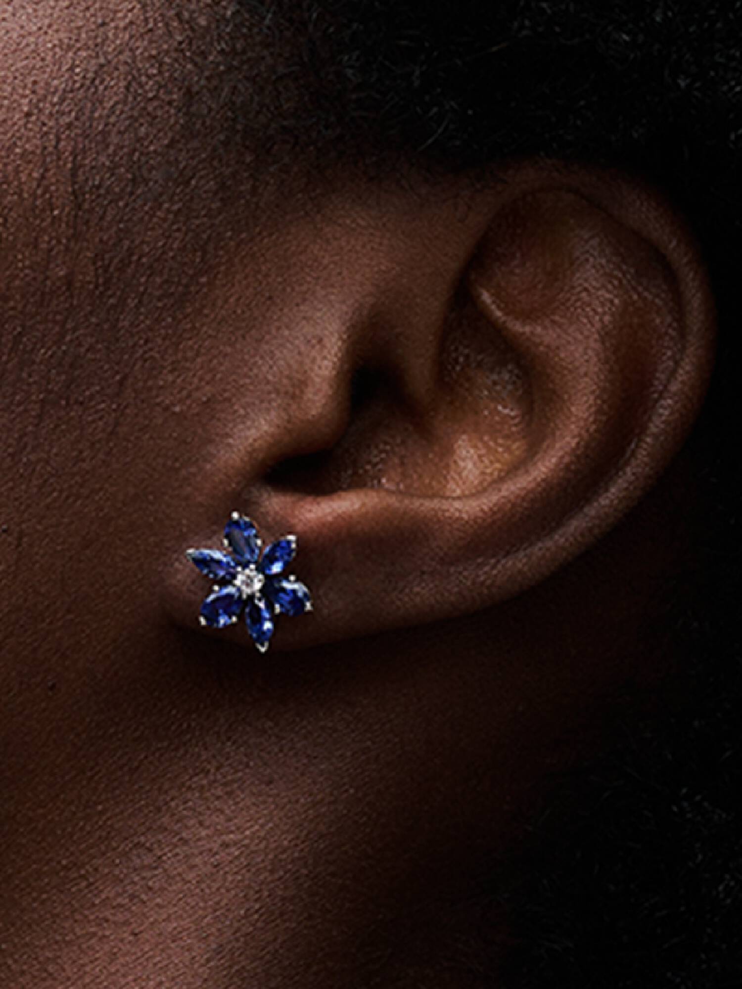 Aros de Botón Herbario Azul Brillante Talla única