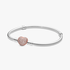 Brazalete Pandora Moments cadena de serpiente con broche brillante de corazón en Bañado en Oro Rosa de 14k Brazalete Pandora Moments cadena de serpiente con broche brillante de corazón en Bañado en Oro Rosa de 14k
