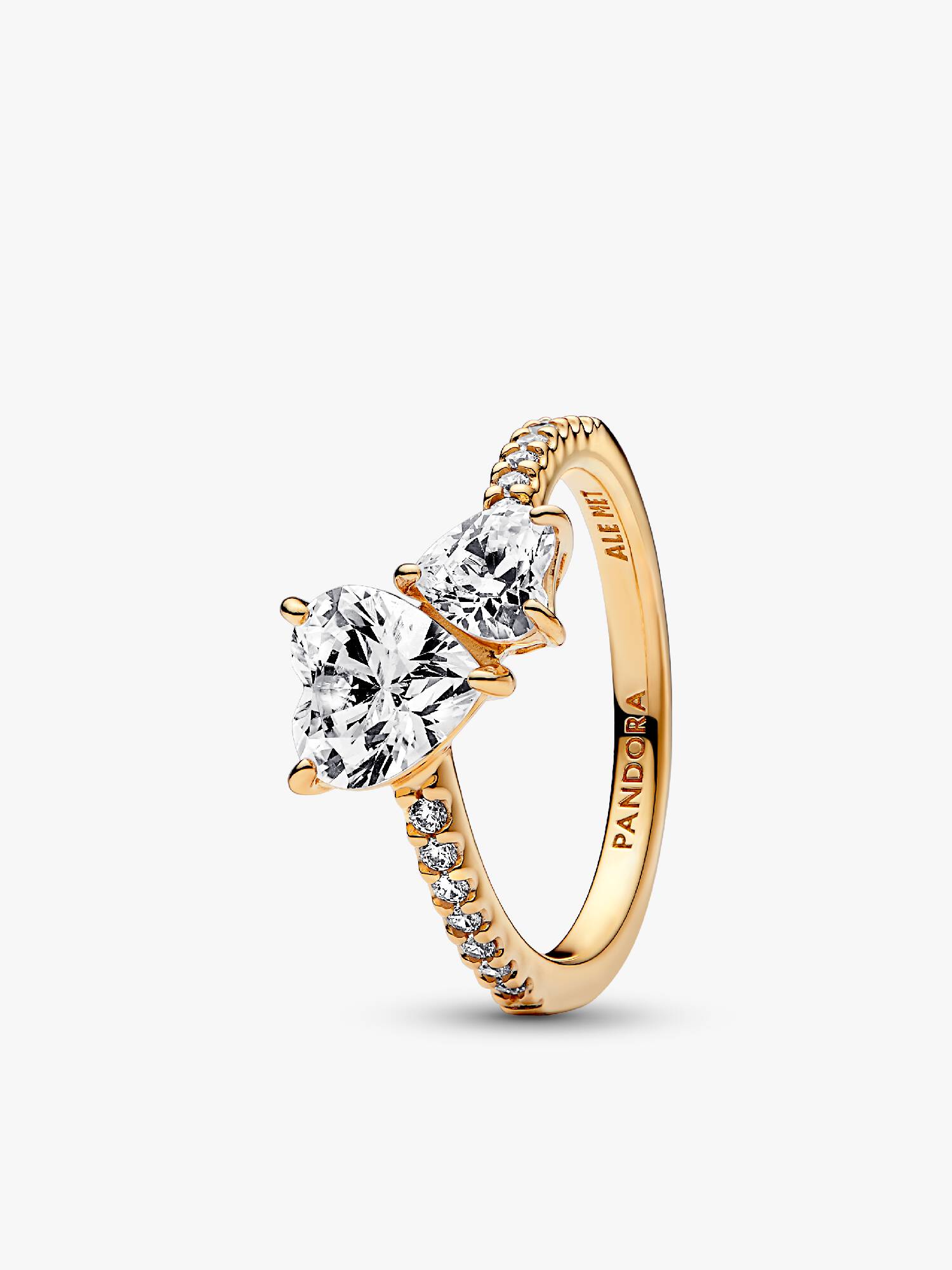 Anillo reluciente Corazón doble Bañado en Oro de 14k