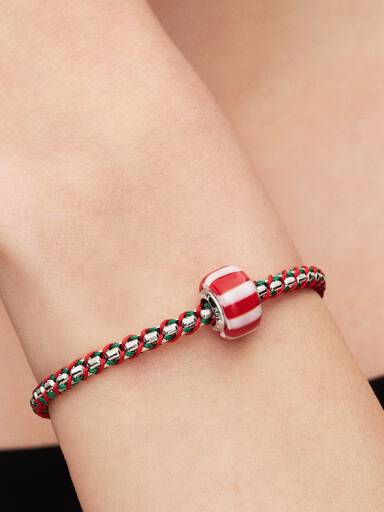 Charm de cristal de Murano menta peppermint roja
