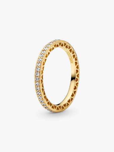 Anillo corazones con brillo Bañado en Oro de 14k