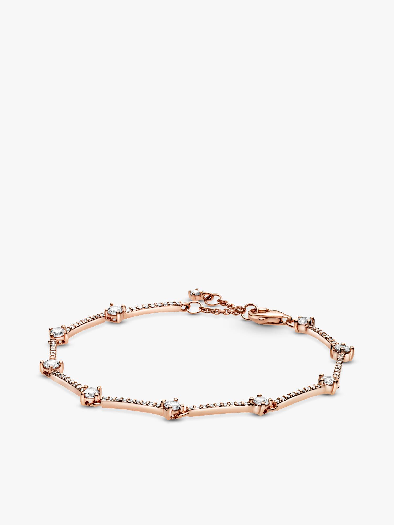 Brazalete Recubrimiento en Oro Rosa de 14k De Barras Con Pavé Brillante 16 cm