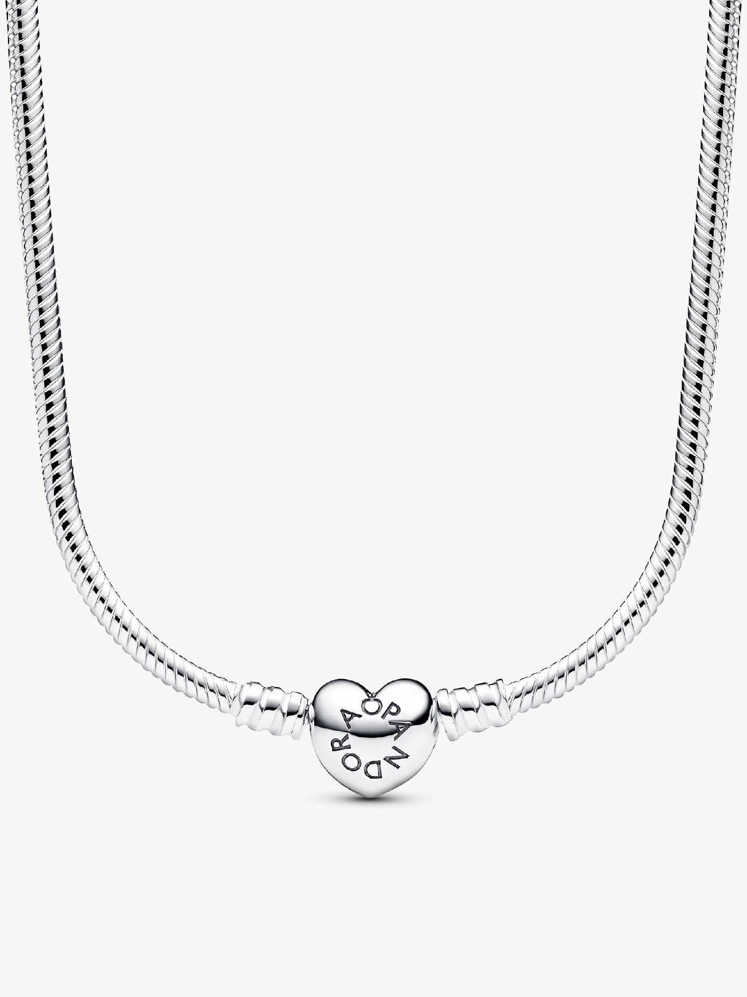 Collar Pandora Moments Cadena de Serpiente con Cierre de Corazón