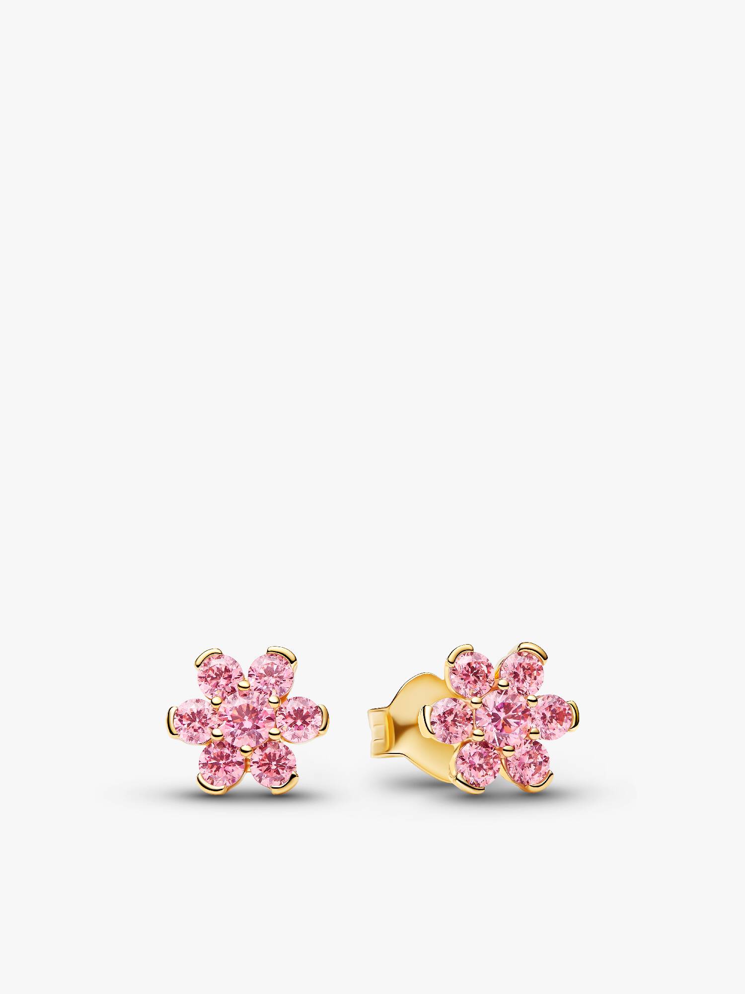  Aros de botón Flor Rosa Brillante