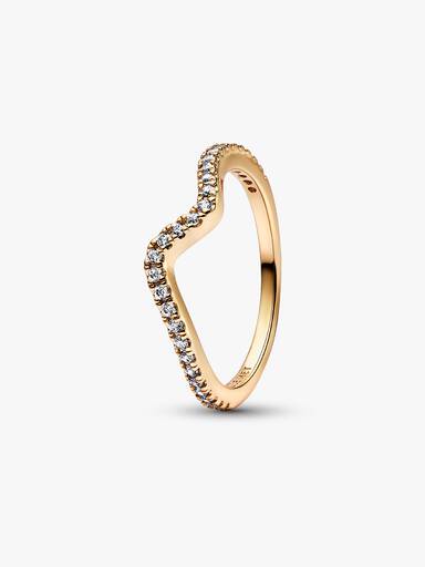 Anillo Ola Brillante Dorado