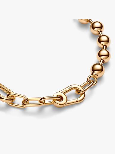 Brazalete de Eslabones Link y Cuentas Metálicas Pandora ME en Oro 14k