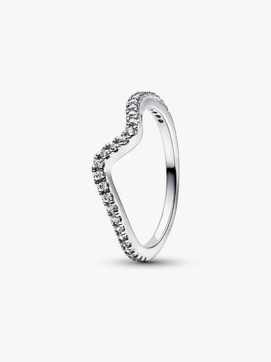 Anillo Ola Brillante Plateado