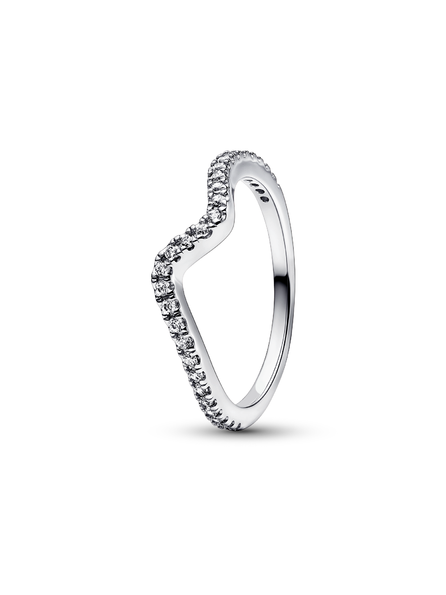 Anillo Ola Brillante Plateado