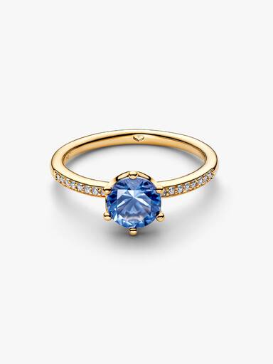 Anillo solitario Corona brillante azul