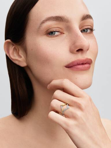 Anillo Banda Tiara Baguette en Pavé