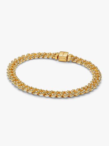 Brazalete Cadena Cubana en Pavé 16 cm