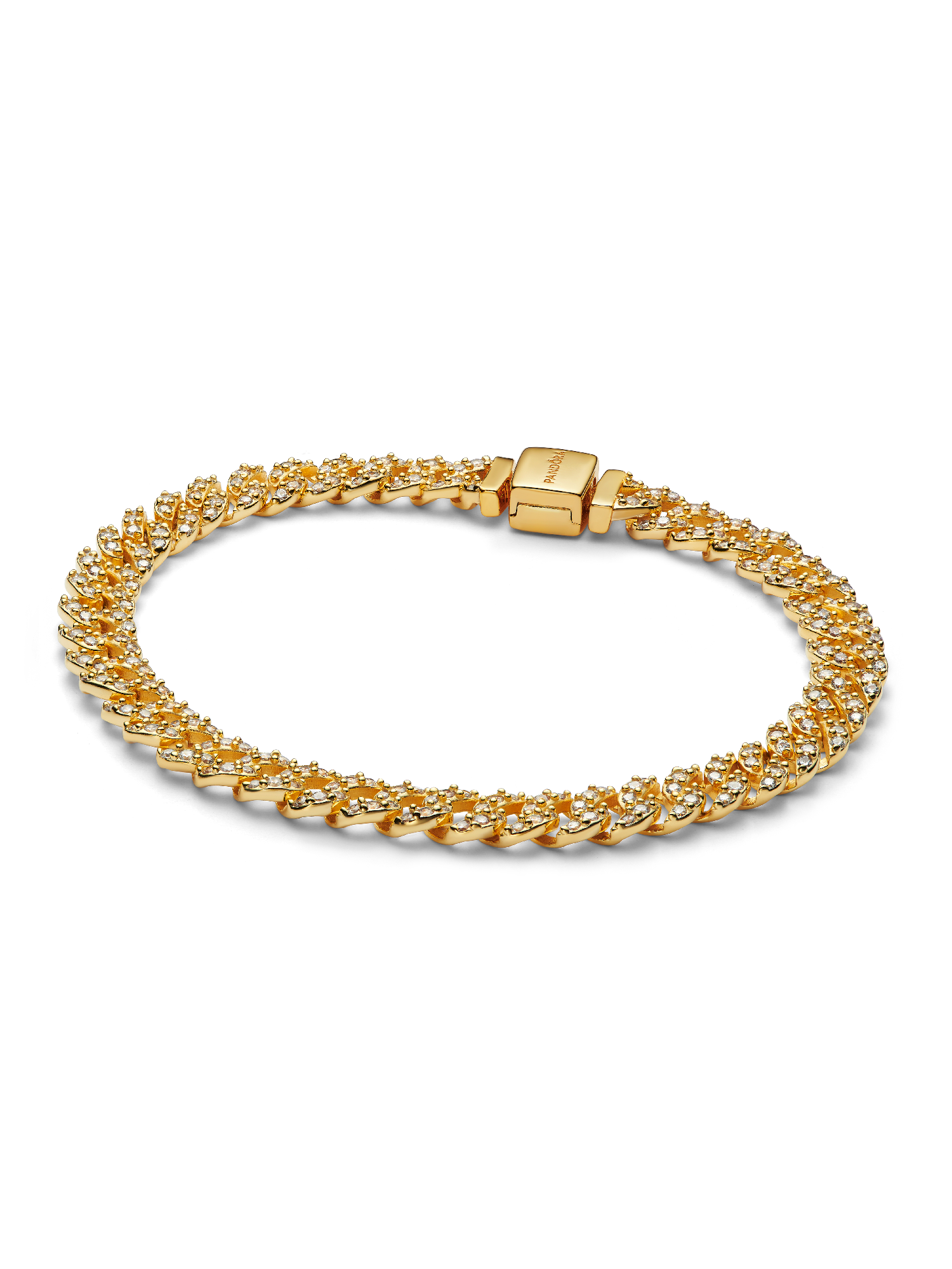 Brazalete Cadena Cubana en Pavé 16 cm