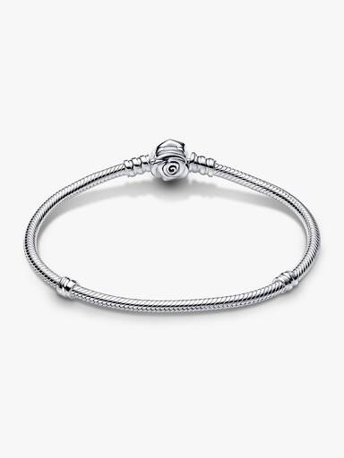 Brazalete Pandora Moments Cadena de Serpiente con Cierre Rosa Floreciendo 16 cm