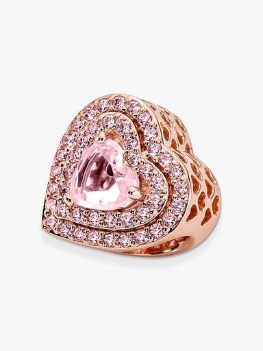 Charm Corazon Nivelado Brillante Bañado en Oro Rosa 14k