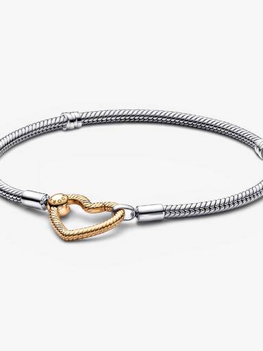 Brazalete cadena de serpiente con broche de corazón Pandora Moments Bañado en Oro de 14k