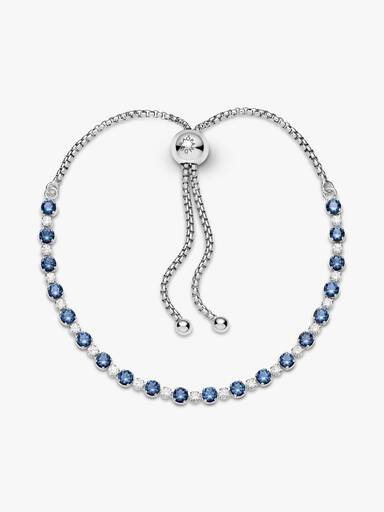 Brazalete Deslizante Brillo Cristal Azul Y Transparente 23 cm