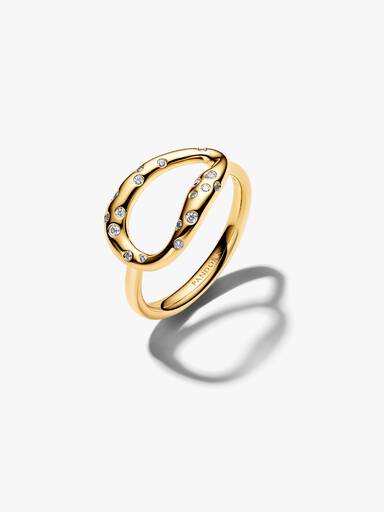 Anillo impactante con gemas de forma orgánica engastadas