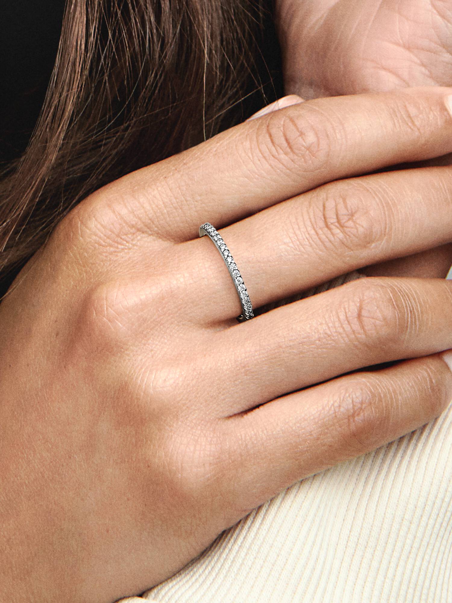 Anillo Banda Brillante Plateado