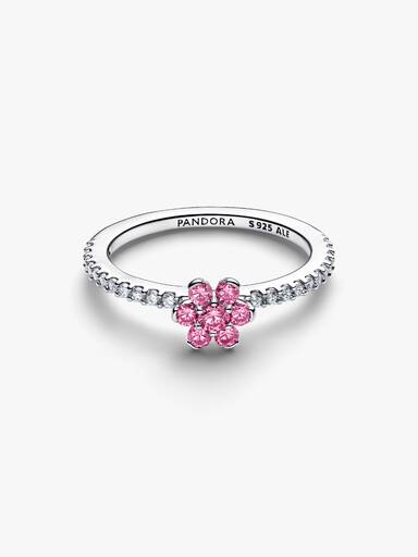 Anillo flor rosa brillante