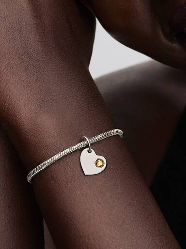Charm Colgante Corazón Grabable de piedra color Miel