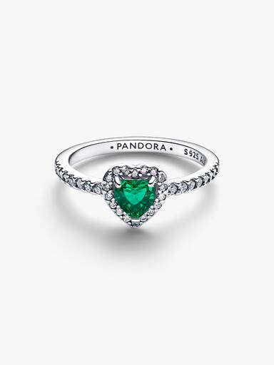 Anillo de Corazón verde real elevado