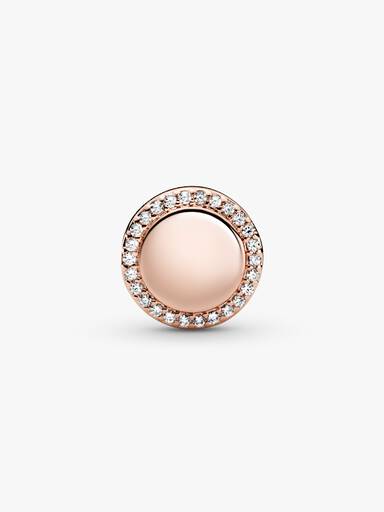 Charm de Botón Brillante para Grabar Rosa