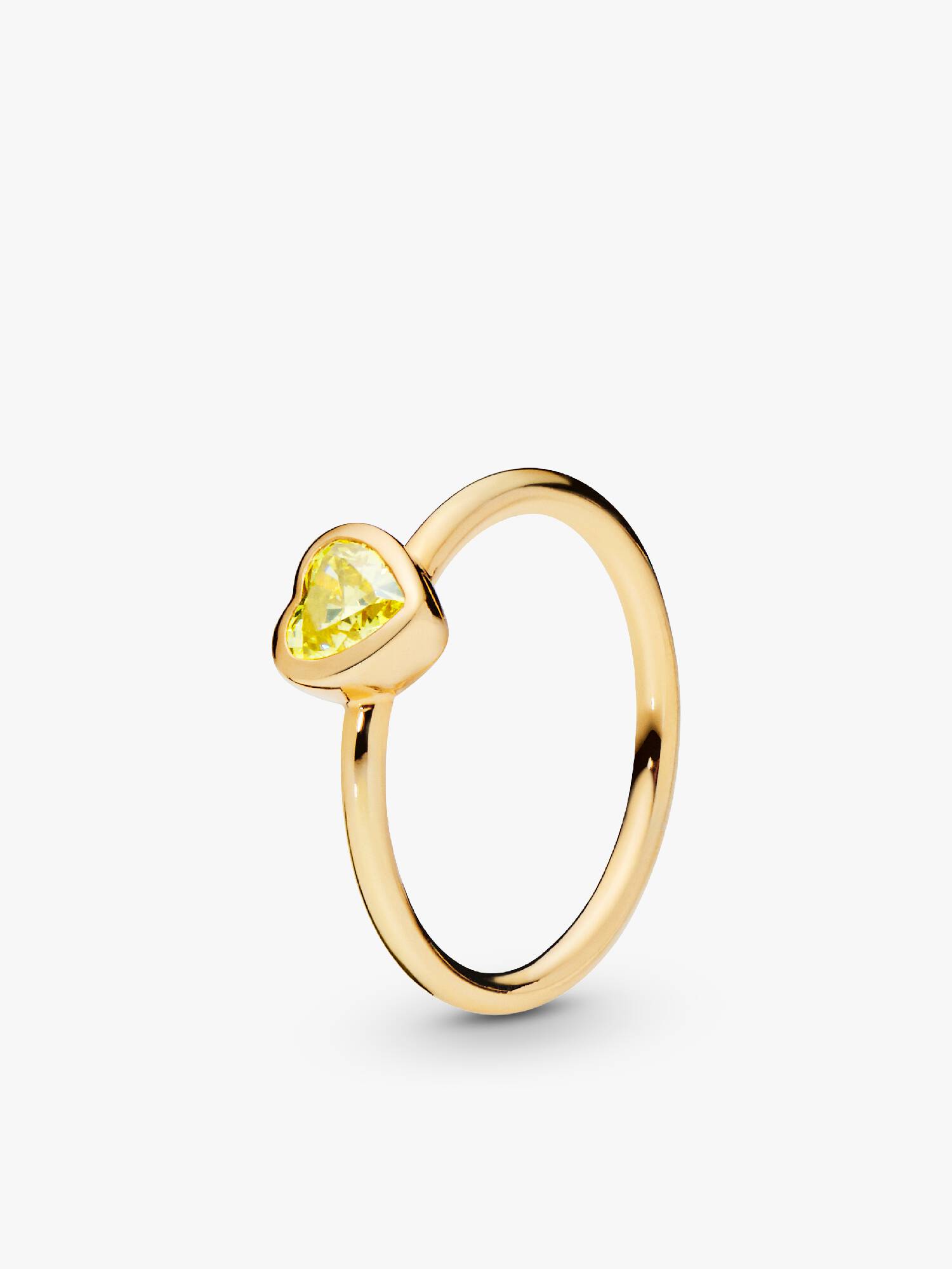 Anillo de Corazón con Piedra Amarilla