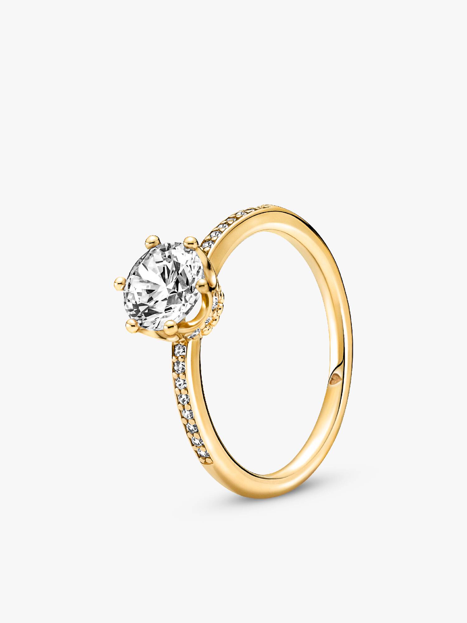 Anillo Solitario Corona Reluciente Transparente Bañado en Oro de 14k