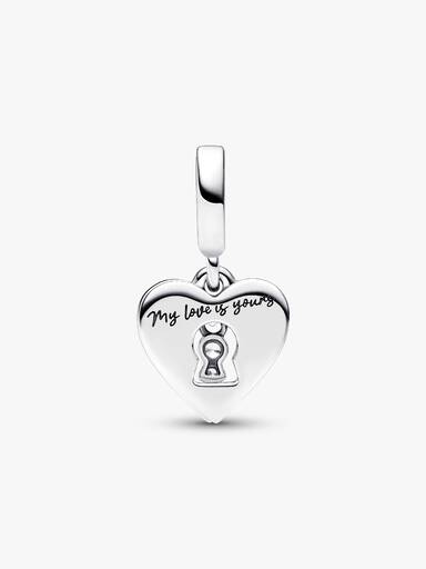 Charm Colgante Doble Corazón Rojo y Cerradura