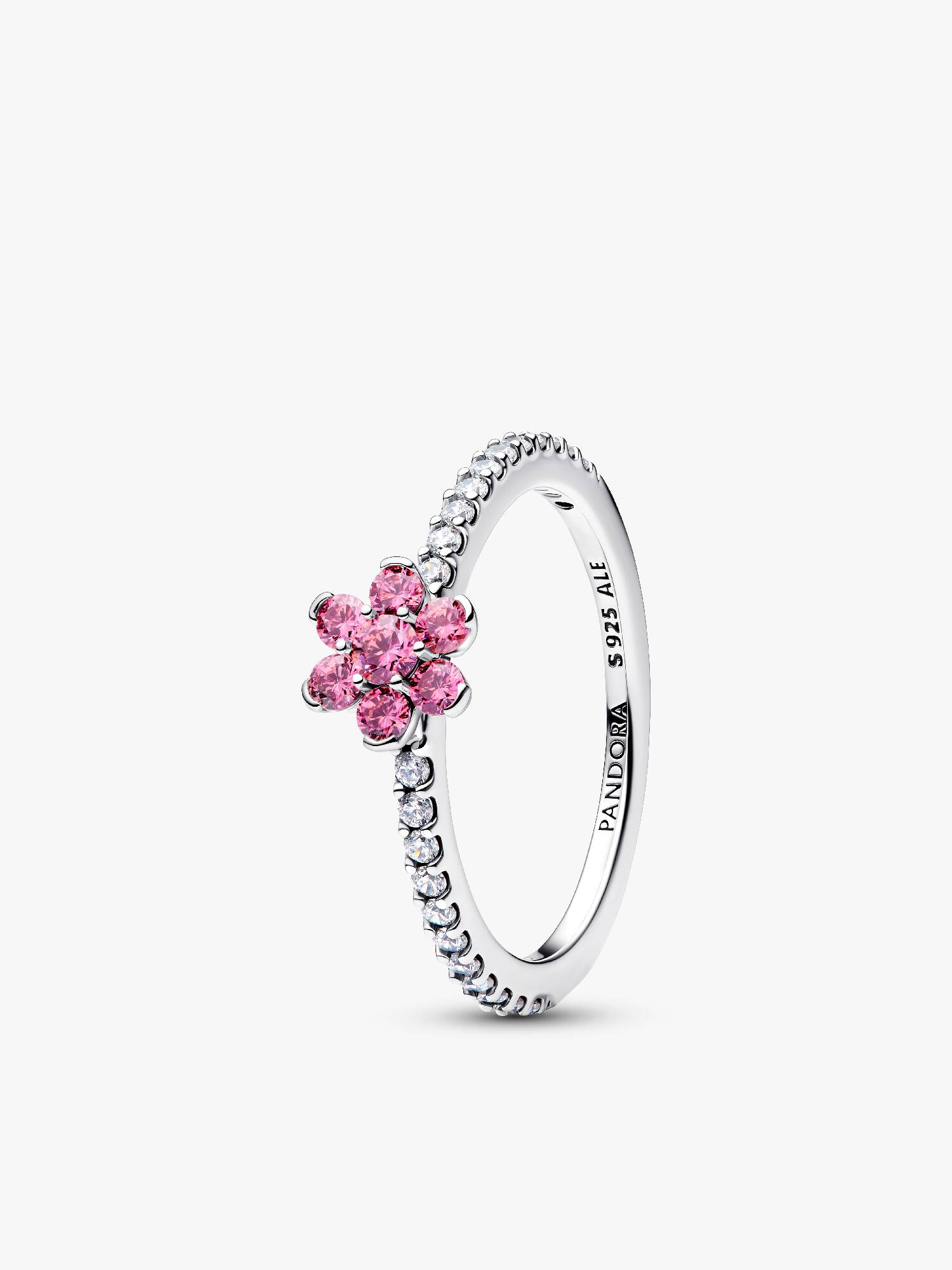 Anillo flor rosa brillante