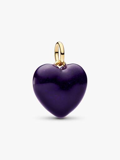 Charm colgante de corazón inflado púrpura