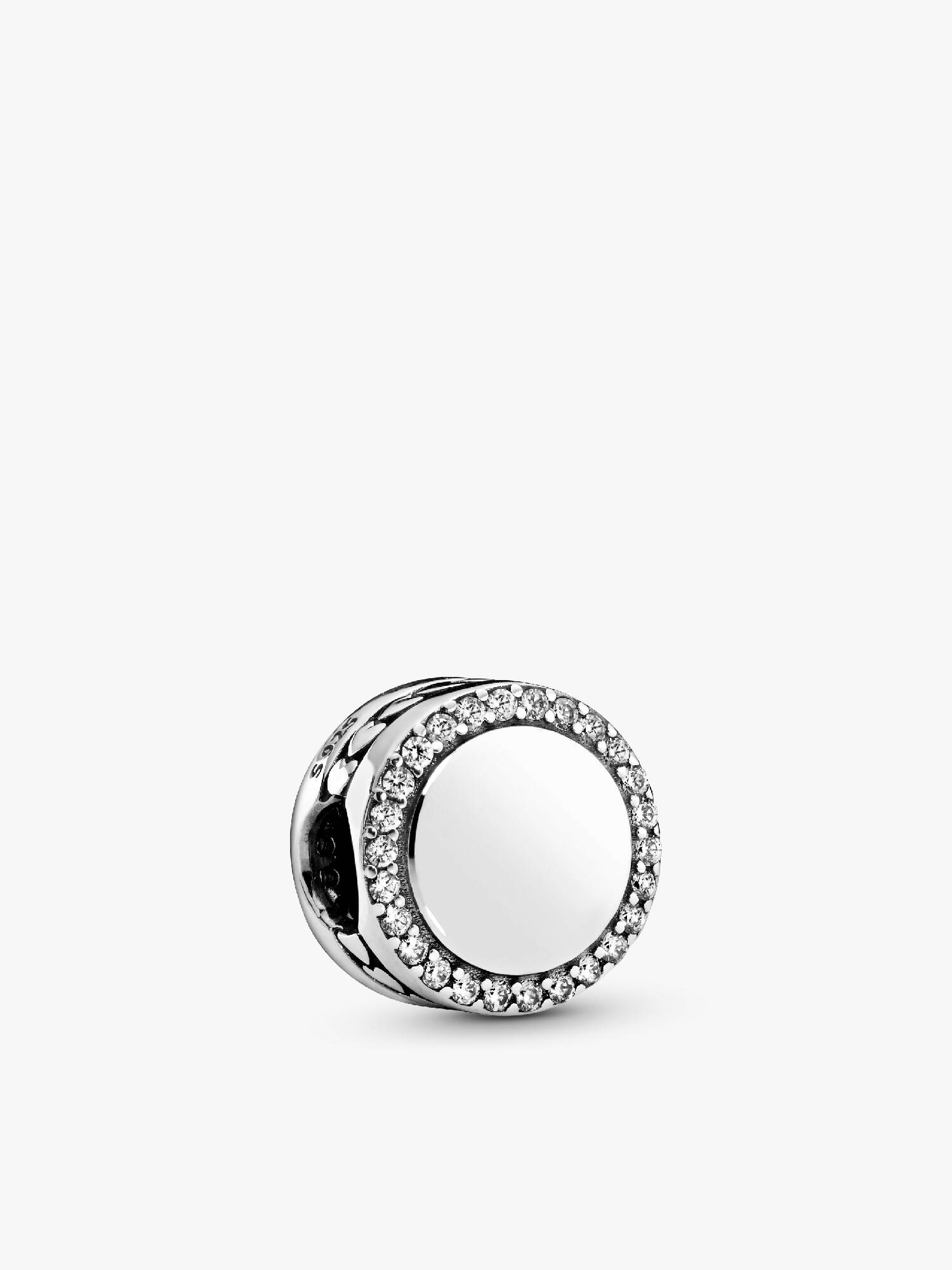 Charm de Botón Brillante para Grabar Plateado