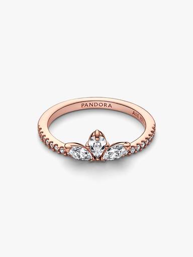 Anillo Racimo herbario reluciente Bañado en Oro Rosa de 14k