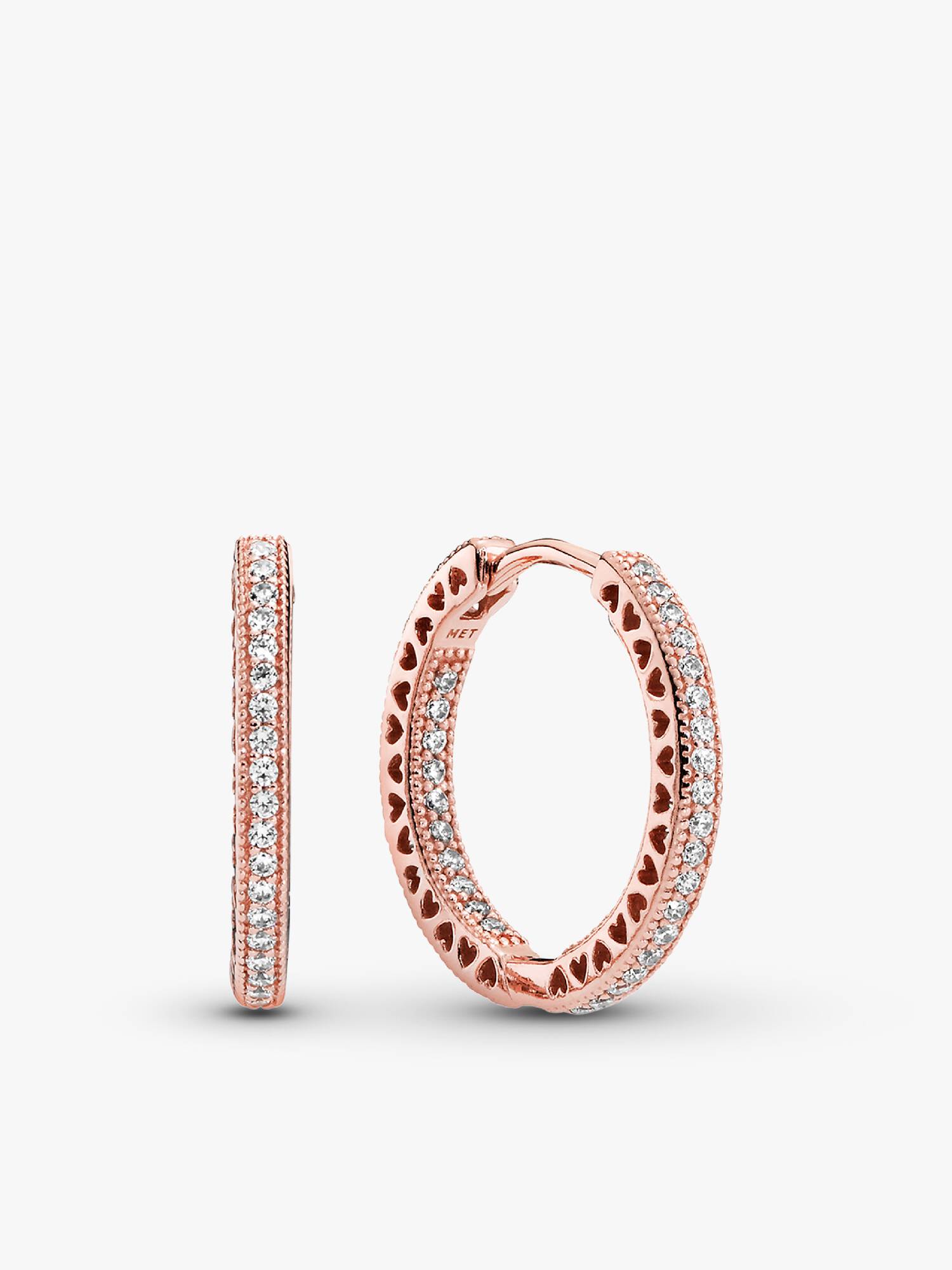 Aros tipo argolla Brillo y corazones Recubrimiento en Oro Rosa de 14k Talla única