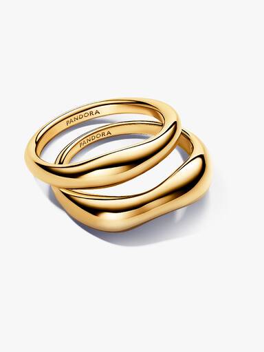 Anillos Combinables Forma Orgánica Oro